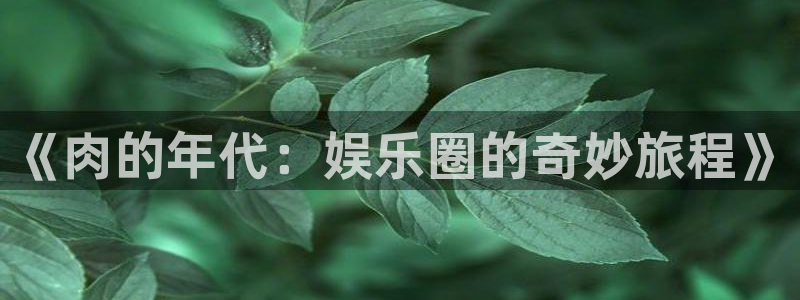 彩神vii官方：《肉的年代：娱乐圈的奇妙旅程》